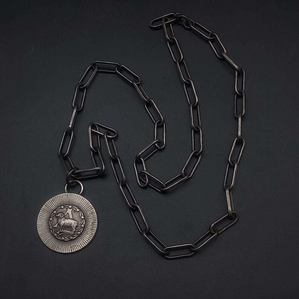Sarah Coventry Ram Aries Necklace Zodiac Sign Astrological Silver Tone